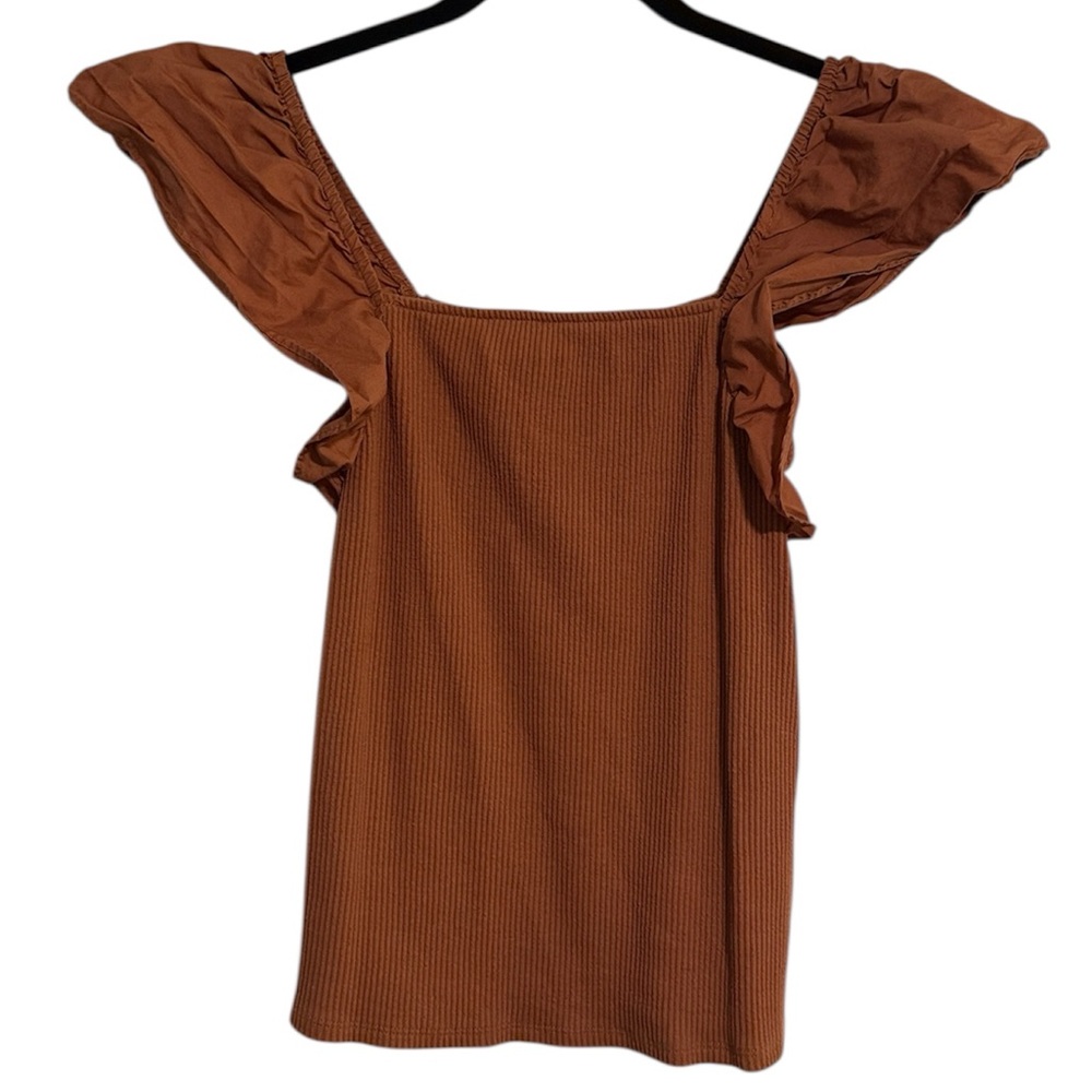🌻 A New Day Burnt Orange Ruffle Sleeve Top
